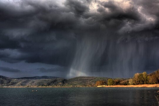 storm clouds over the river