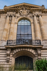 External view of Architectural Details of famous Petit Palais (Small Palace, 1900) in Paris, France.