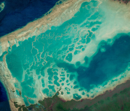 Satellite View Of The Islands North Of Fiji, Oceania. Nature Aerial View. Element Of This Image Is Furnished By Nasa 
