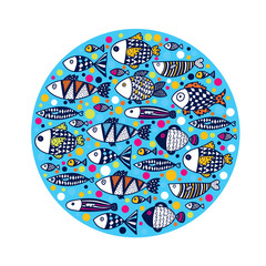 Cute postcard with decorative fish.