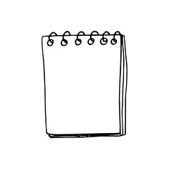 notepad blank sheet icon, sticker. sketch hand drawn doodle style. vector, minimalism, monochrome. write, notes, stationery, blog.