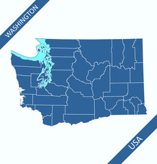 Washington counties map outlines blank