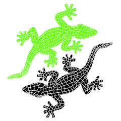 Beautiful colored lizard isolated on white background, stylized of Mosaic. Gecko. 