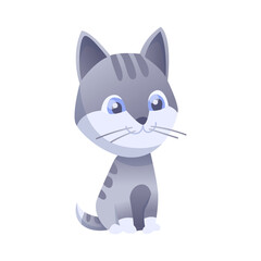 Kitty illustration. House domestic cat in position and activitie. The cat sits.