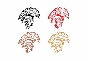 Line art drawing of spartan warriors