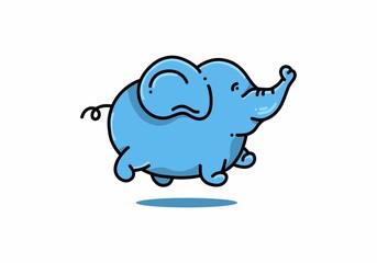 Blue fat elephant kawaii illustration