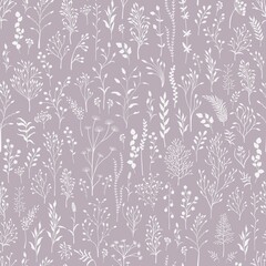 Seamless pattern. Set of wild plants