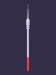 Fototapeta premium Wireless tower. Tv radio network communication satellite antena signal pictures. Communication tower. Cellular broadcasting tv wireless radio antena satellite construction