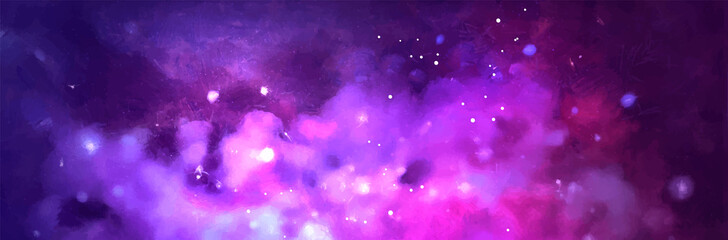 Vector cosmic watercolor illustration. Colorful space background