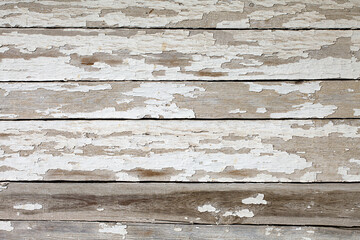 Texture of wooden boards with peeling white paint. Background, material for 3d models