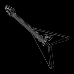Obraz premium Electric guitar musical instrument. Wireframe low poly mesh vector illustration.