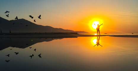 sunset on the lake
