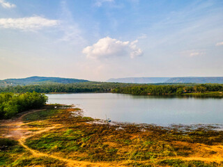 Sunset over the lake.  Chakkaphong Reservoir ( Khao Ito ),  Prachin Buri, Thailand. 