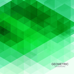 Abstract green light template background. Triangles mosaic