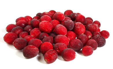 Frozen Cranberries isolated on white Background