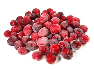 Frozen Cranberries isolated on white Background