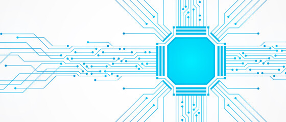 Abstract Technology Background, blue circuit board pattern and microchip