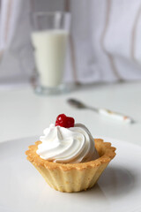 Cake basket is a great dessert for coffee or tea and as a background for text.