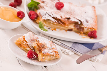 Bougatsa - Greek puff pastry with cream.