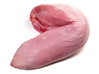Fine Meat - Raw Cured Veal Tongue isolated on white Background