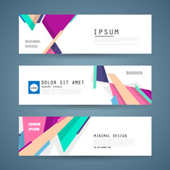 Set of abstract vector banners design. Collection of web banner template. modern template design for web, ads, flyer, poster with 3 different colors
