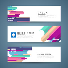 Set of abstract vector banners design. Collection of web banner template. modern template design for web, ads, flyer, poster with 3 different colors
