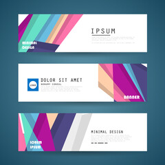 Naklejka premium Set of abstract vector banners design. Collection of web banner template. modern template design for web, ads, flyer, poster with 3 different colors 