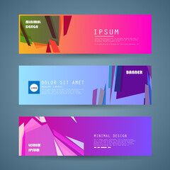 Set of abstract vector banners design. Collection of web banner template. modern template design for web, ads, flyer, poster with 3 different colors
