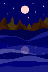 Obraz premium Minimalist abstract seascape. Night at the sea.