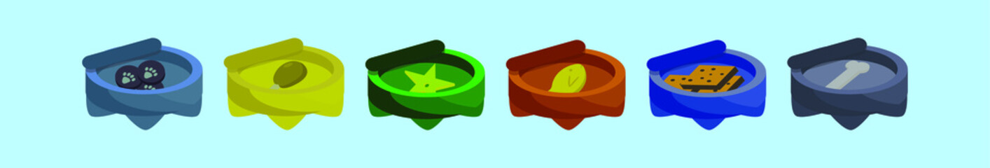 set of molcajete cartoon icon design template with various models. vector illustration isolated on blue background