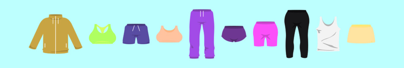 set of sweatpants cartoon icon design template with various models. vector illustration isolated on blue background