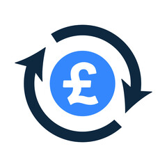 Pound sterling arrow money circulation icon. Simple vector graphics.