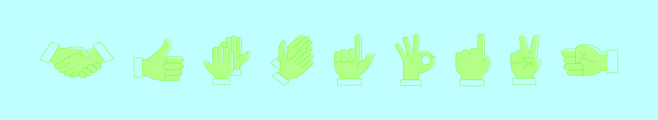 set of hand clapping cartoon icon design template with various models. vector illustration isolated on blue background