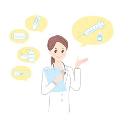 若い女性の医師と医療のアイコン