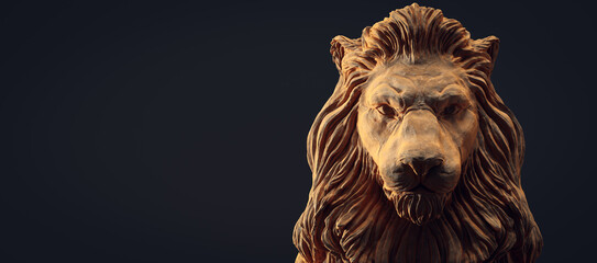 A clay lion sculpture portrait.