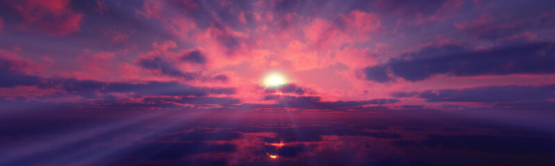 Fototapeta premium sunset calmly sea sun ray 3d render