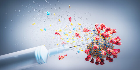 Coronavirus Covid-19 vaccine. Destroy Covid19 virus