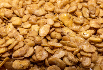 Roasted and salted fava beans for a healthy vegan and vegetarian diet snack. High in protein, vitamins, dietary fibre and nutrients