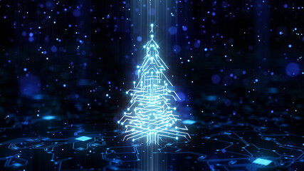 3d rendered illustration of Digital Christmas tree by Circuit Board. High quality 3d illustration