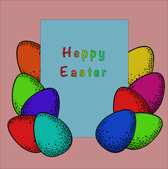 Easter colored eggs, vector illustration with a place for the inscription