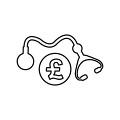 Pound sterling, medical business line icon. Outline vector design.