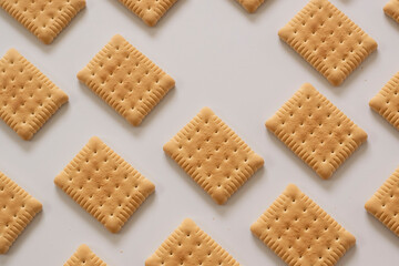 Sweet biscuits pattern on white background