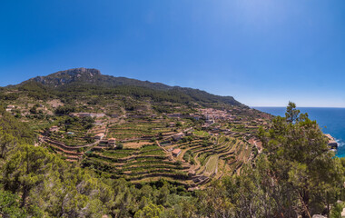 Fototapeta na wymiar Banyalbufar, Mallorca, Spain. Village in the mountaisns of Tramuntana in the northern part of the island