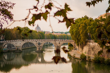 Fototapeta na wymiar Bridge over the river Tiber