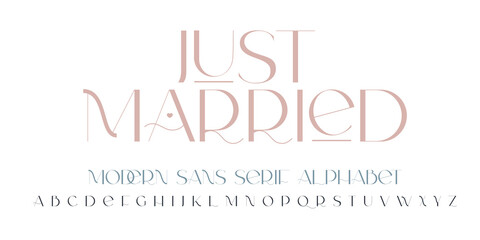 Modern sans serif elegance font. Classic minimal high contrast wedding font. Uppercase only. Vector illustration.