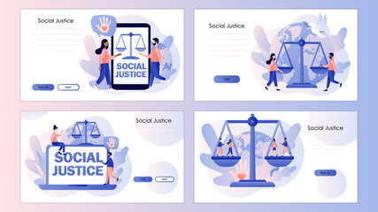 World Social justice day. Human rights concept. Scales as symbol of equality. Screen template for mobile smart phone, landing page, template, ui, web, mobile app, poster, banner, flyer. Vector 