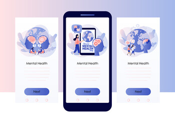World mental health day. Psychology without borders. Psychotherapy practice, psychologist online. Screen template for mobile smart phone. Modern flat cartoon style. Vector illustration 