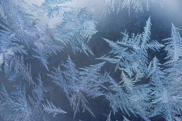Beautiful patterns on frosty window