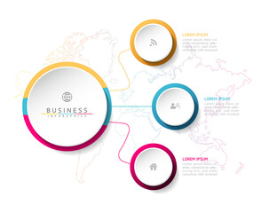 Vector illustration infographics design template, business information, presentation, chart, with 3 options or steps. 