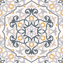 Seamless colorful pattern with mandala. Vintage decorative element. Hand drawn pattern in turkish style. Islam, Arabic, Indian, ottoman motif. Vector illustration. - 415620545